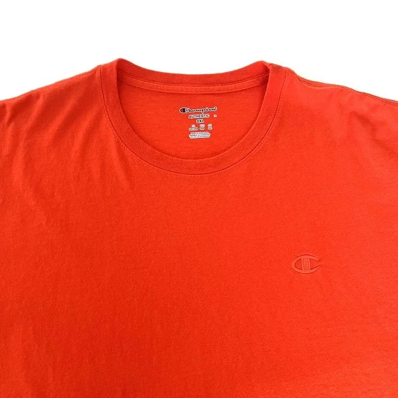 Champion Authentic Men's T-Shirt 2XL Orange Short Sleeve 2‎ Embroidered Logos - Picture 4 of 9